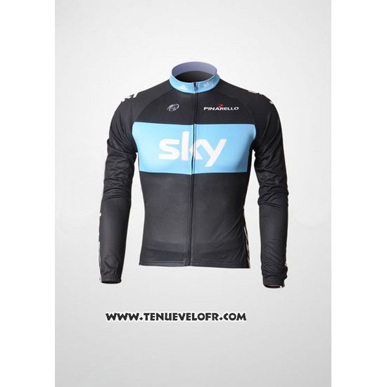 2011 Maillot Ciclismo Sky Noir et Azur Manches Longues et Cuissard